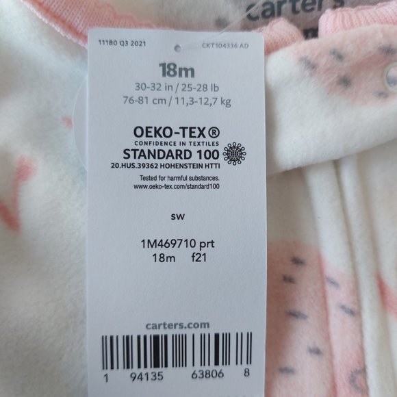 3/$20 Carter Girl Hedgehog Footie Pajama. - Picture 8 of 9